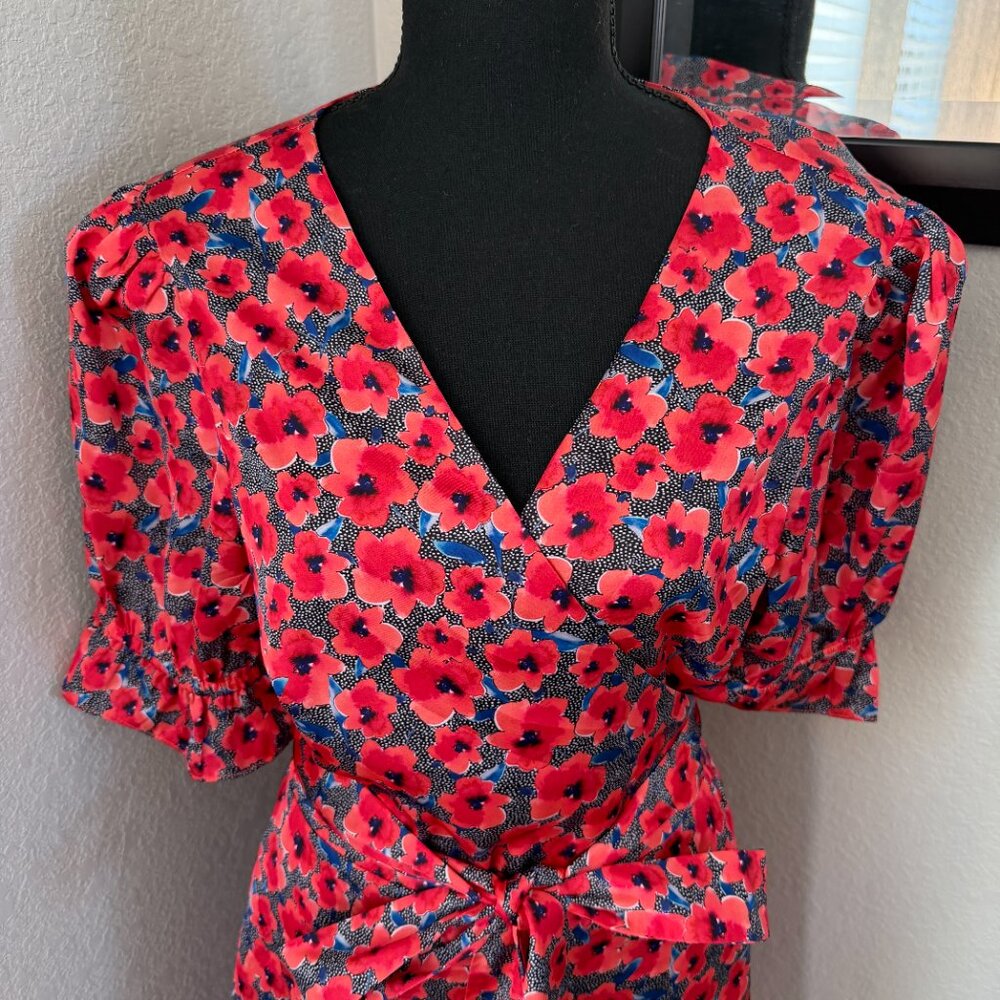 HOUSE OF HARLOW 1960 x Revolve Aja Red Poppy Floral Mini Wrap Dress XL - Picture 8 of 14
